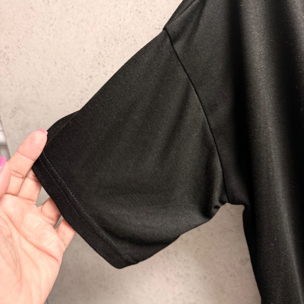 Umgee Large Women Black Minimalist Travel Elastic Drawstring Waist Soft Romper - Picture 10 of 11